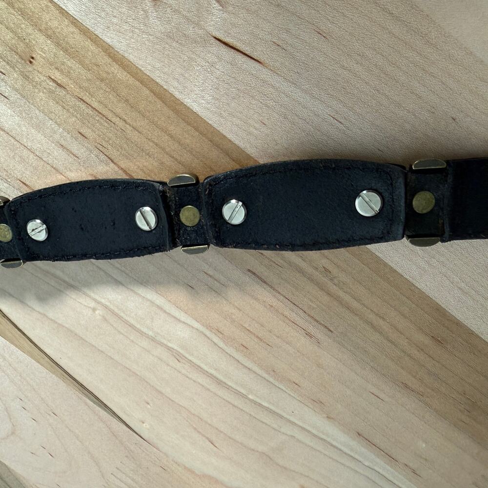 Brighton Reversible Concho Belt Black Leather Mixed Metal Western 35” Medium - Picture 4 of 6